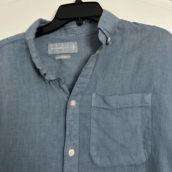 Abercrombie & Fitch Men’s  Blue 100% linen Casual Button-Down Shirt size medium - Picture 5 of 8